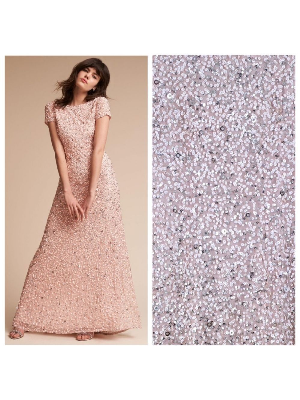 Adrianna Papell Sequin Maxi Scoop Back Dress